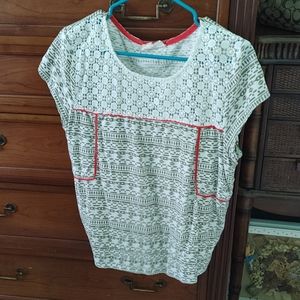 Brown and white cotton blouse